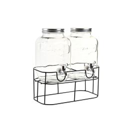 Dispensador de bebidas DKD Home Decor 2 x 4 L Cristal Transparente Hierro