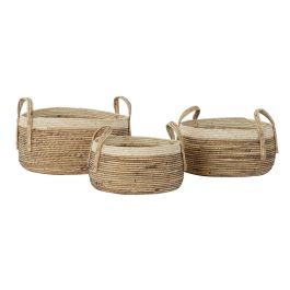 Cesta Tropical DKD Home Decor Bicolor Marron 45 x 33 x 45 cm Set de 3