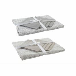 Mantel y servilletas DKD Home Decor Blanco Beige 150 x 150 x 0,5 cm (2 Unidades)