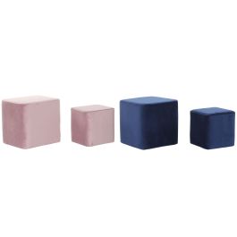 Reposapiés DKD Home Decor Azul marino Rosa claro Madera Plástico Terciopelo Urbano 36 x 36 x 35 cm (2 Unidades) Precio: 61.14735. SKU: B12Z2HHKAG
