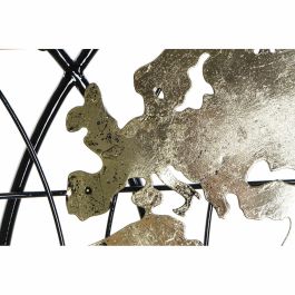 Decoración de Pared DKD Home Decor Negro Dorado Metal Mapamundi (108 x 6.4 x 60 cm)