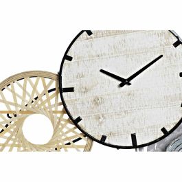 Reloj de Pared DKD Home Decor Gris Metal Círculos Madera MDF (99 x 7.6 x 54.3 cm)