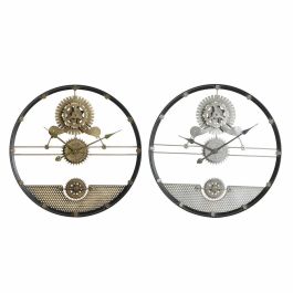Reloj de Pared DKD Home Decor Plateado Dorado Hierro Engranajes 60 x 5 x 60 cm (2 Unidades)