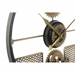 Reloj de Pared DKD Home Decor 40 x 5,5 x 40 cm Plateado Negro Dorado Hierro Engranajes (2 Unidades)