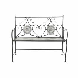 Banco DKD Home Decor Negro Multicolor Metal Cerámica Forja Mosaico 111 x 54 x 88 cm (111 x 54 x 88 cm)