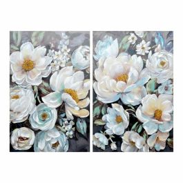 Cuadro DKD Home Decor Flores 80 x 3 x 120 cm Romántico (2 Unidades)