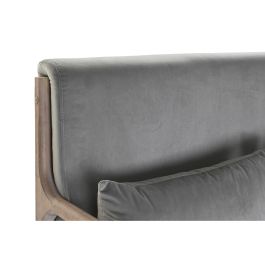 Sofá de 2 Plazas DKD Home Decor Gris Madera de caucho Terciopelo 122 x 85 x 74 cm