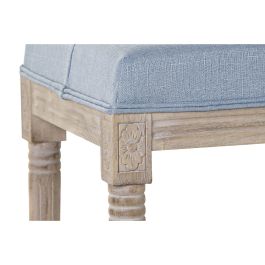 Banqueta DKD Home Decor Azul Poliéster Lino Madera de caucho (122 x 41 x 48 cm)