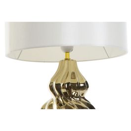 Lámpara de mesa DKD Home Decor Crema Lino Cerámica Dorado (30 x 30 x 56 cm)