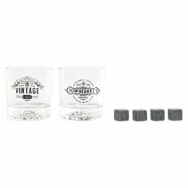 Set de Vasos DKD Home Decor Transparente Gris oscuro Cristal Piedra Plástico 6 Piezas 320 ml