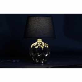 Lámpara de mesa DKD Home Decor Cerámica Negro Dorado Algodón (30 x 30 x 44 cm)