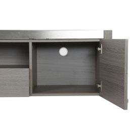 Mueble de TV DKD Home Decor Gris Aluminio Cristal Roble Cristal Templado 200 x 45 x 42 cm
