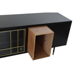Mueble de TV DKD Home Decor Negro Marrón oscuro Cristal Madera MDF 166 x 40 x 55 cm