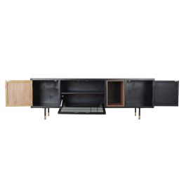 Mueble de TV DKD Home Decor Negro Marrón oscuro Cristal Madera MDF 166 x 40 x 55 cm