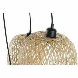 Lámpara de Techo DKD Home Decor Negro Marrón claro Metal Bambú 50 W Tropical 220 V 30 x 30 x 94 cm