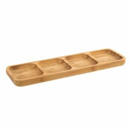 Bandeja DKD Home Decor Natural Bambú Aluminio 33 x 10 x 2 cm