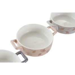 Bol Moderno DKD Home Decor Gris Rosa 12.5 x 4.3 x 16.8 cm Set de 4