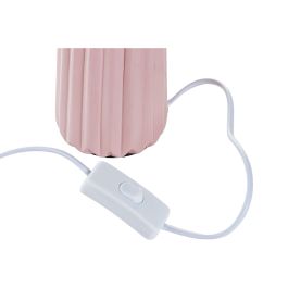 Lámpara de mesa DKD Home Decor Cerámica Gris Rosa Poliéster Blanco Marfil 220 V 25 W (17 x 17 x 28 cm) (3 Unidades)