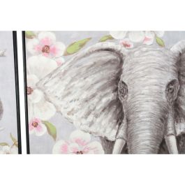 Cuadro DKD Home Decor Elefante 100 x 3,5 x 100 cm Colonial Flores (2 Unidades)