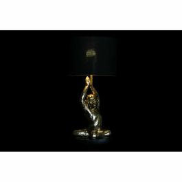 Lámpara de mesa DKD Home Decor Negro Dorado Poliéster Resina Mono (25 x 25 x 48 cm)