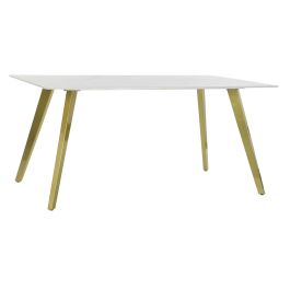 Mesa de Comedor DKD Home Decor Cerámica Dorado Metal Blanco 160 x 90 x 76 cm