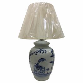 Lámpara de mesa DKD Home Decor Azul Blanco Porcelana Elefante (40 x 40 x 60 cm)
