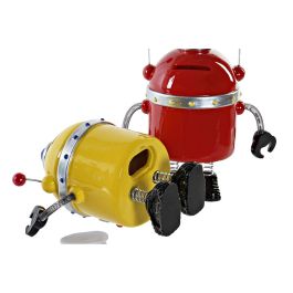 Hucha DKD Home Decor Robot Amarillo Rojo Resina (3 pcs)