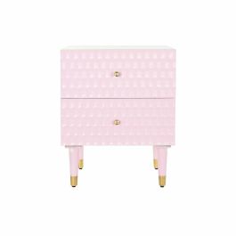 Mesita de Noche DKD Home Decor 52 x 42 x 65 cm Metal Rosa claro Madera de mango