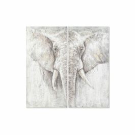 Juego de 2 cuadros DKD Home Decor Elefante Colonial 120 x 3,7 x 120 cm