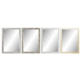 Espejo de pared DKD Home Decor 70 x 2 x 97 cm Cristal Poliestireno Tropical Hoja de planta (4 Piezas)