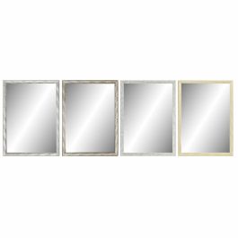 Espejo de pared DKD Home Decor 56 x 2 x 76 cm Cristal Natural Gris Marrón Gris oscuro Poliestireno Tropical Hoja de planta (4 Pi