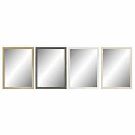 Espejo de pared DKD Home Decor 56 x 2 x 76 cm Cristal Natural Gris Marrón Blanco Poliestireno (4 Piezas)