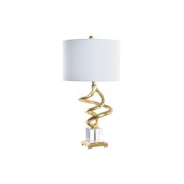 Lámpara de mesa DKD Home Decor Blanco Dorado Resina Cristal 50 W 220 V 38 x 38 x 75 cm
