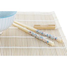 Set de Sushi DKD Home Decor 14,5 x 14,5 x 31 cm Azul Blanco Gres Oriental (16 Piezas)