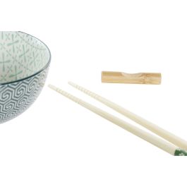 Set de Sushi DKD Home Decor Bambú Gres Blanco Verde Oriental 30 x 21 x 7 cm (6 Piezas)