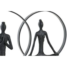Figura Decorativa DKD Home Decor 23 x 10 x 27 cm Negro Marrón Yoga (2 Unidades)