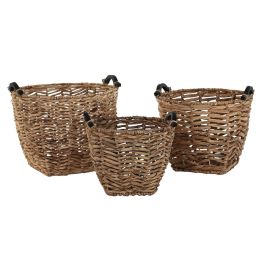 Cesta Colonial DKD Home Decor Natural 46 x 40 x 46 cm Set de 3