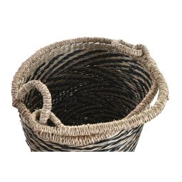 Cesta Colonial DKD Home Decor Natural Negro 35 x 36 x 35 cm Set de 2