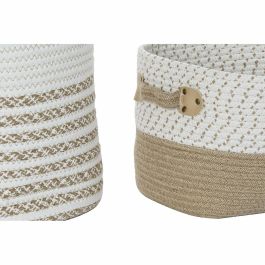 Cesta Boho DKD Home Decor Blanco Marron 45 x 54 x 45 cm Set de 6