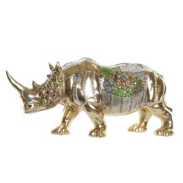 Figura Decorativa DKD Home Decor Dorado Resina Multicolor Rinoceronte (55 x 17,5 x 25 cm)