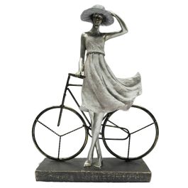 Figura Decorativa DKD Home Decor Mujer Plateado Bicicleta Metal Resina (27,5 x 9,5 x 34,5 cm)