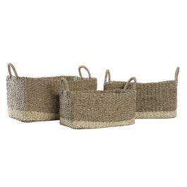 Cesta Boho DKD Home Decor Natural Marron 30 x 24 x 45 cm Set de 3