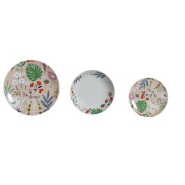 Set de Vajilla DKD Home Decor Multicolor Porcelana Flores Urbano 27 x 27 x 3 cm 18 Piezas (18 pcs)
