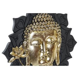 Figura Decorativa DKD Home Decor 27 x 8 x 33,5 cm Negro Dorado Buda Oriental (2 Unidades)
