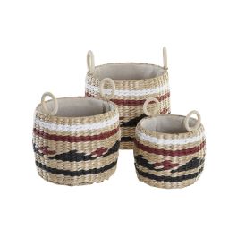 Cesta Colonial DKD Home Decor Natural Granate 30 x 25 x 30 cm Set de 3