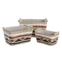 Cesta Colonial DKD Home Decor Natural Granate 27 x 24 x 39 cm Set de 3