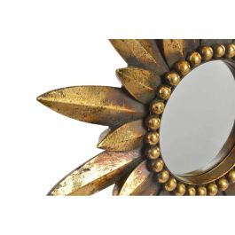 Espejo de pared DKD Home Decor 38 x 3 x 38 cm Flor Cristal Dorado Resina