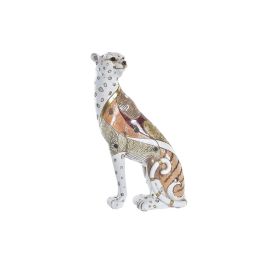 Figura Decorativa DKD Home Decor 15 x 8 x 25 cm Naranja Blanco Leopardo Colonial