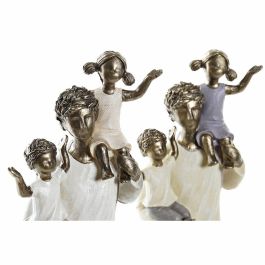 Figura Decorativa DKD Home Decor Blanco Cobre Familia 10 x 6 x 28 cm (2 Unidades)