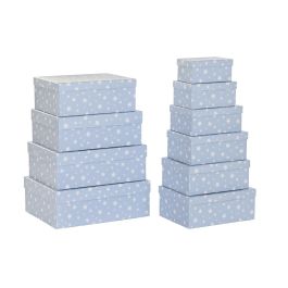 Set de Cajas Organizadoras Apilables DKD Home Decor Blanco Azul cielo Infantil Cartón (43,5 x 33,5 x 15,5 cm)